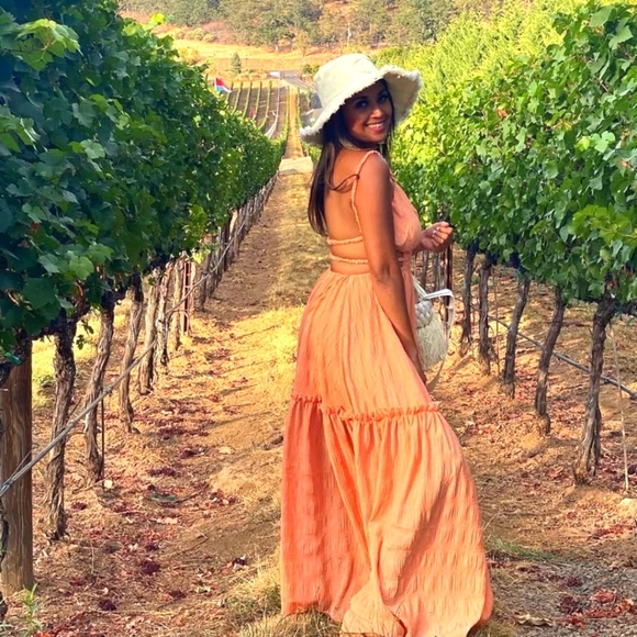 Elegant Orange Maxi Dress Cut Out And Backless - Picture 1 of 5